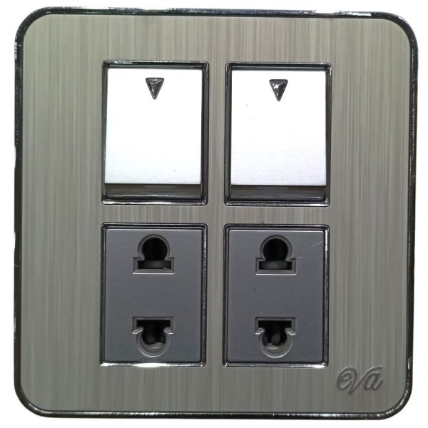 Eva Aluminium 2-Switch + 2-Socket