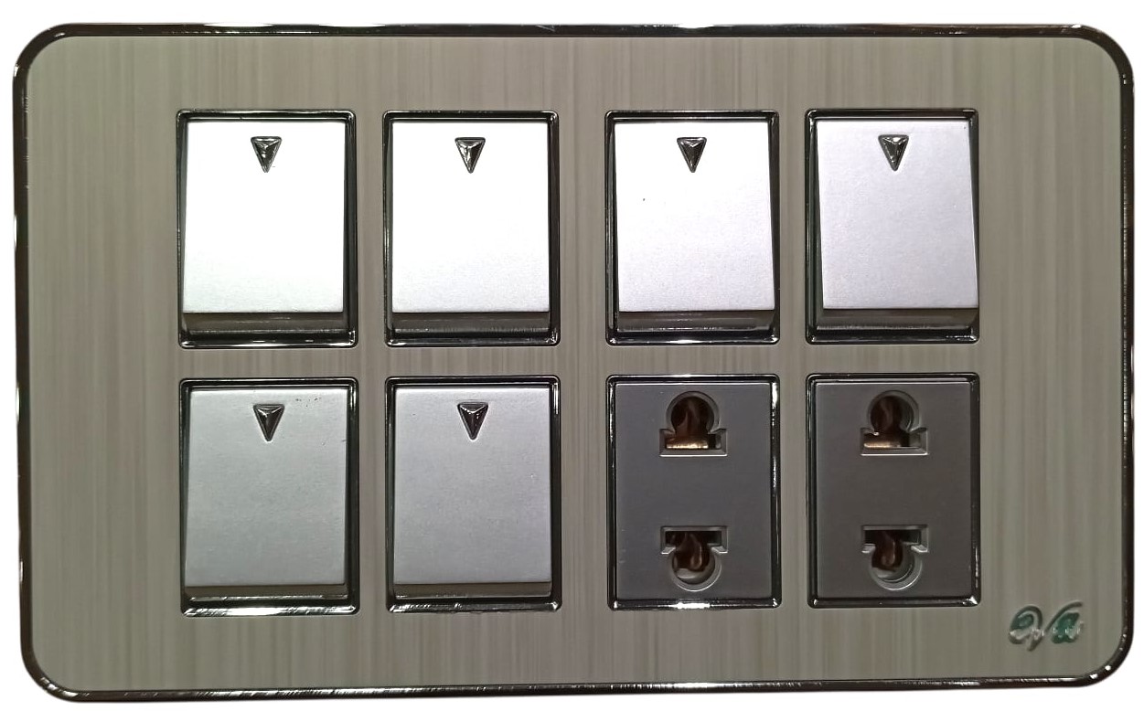 EVA ALUMINUM 6+2 FRONT Eva Aluminium 6-Switch + 2-Socket - Image 1