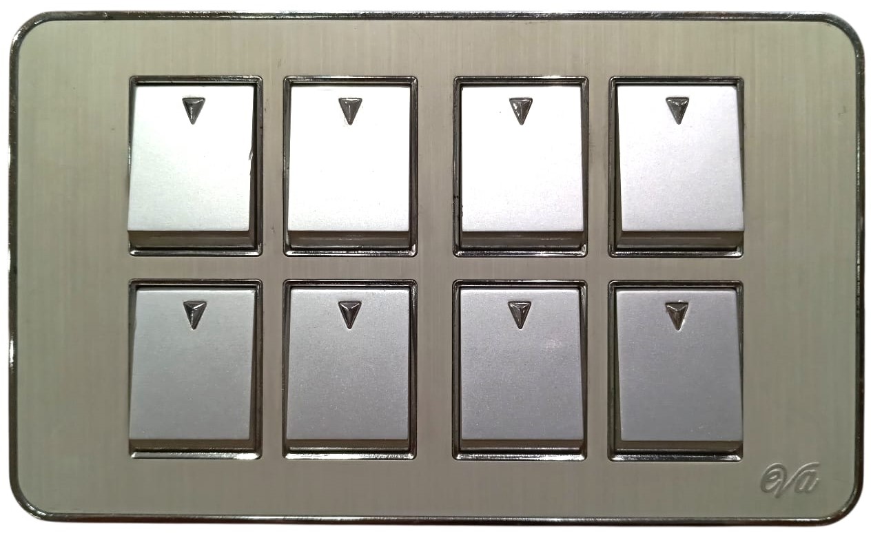 EVA ALUMINUM 8 GANG FRONT Eva Aluminium Eight Gang Switch - Image 1