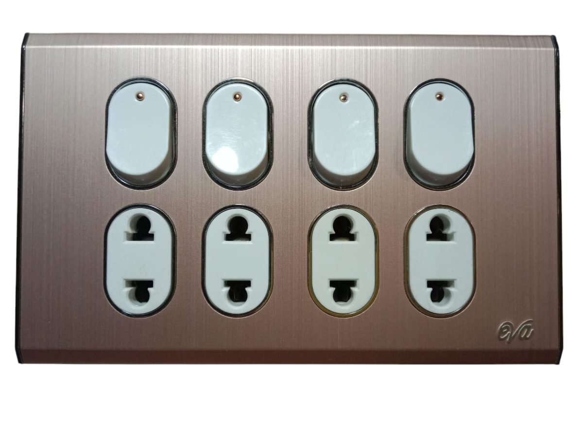 Eva Rose Gold 4-Switch + 4-Socket - Image 1