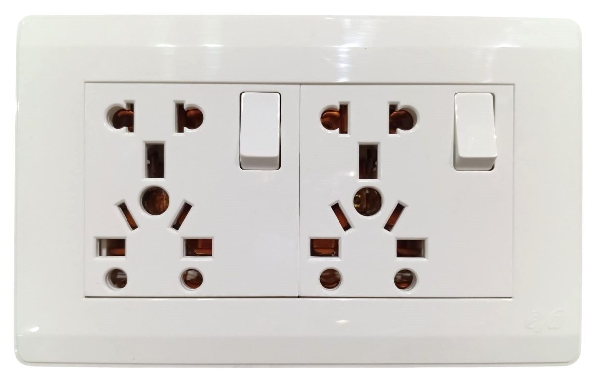 Eva White Universal 5 in 1 Double Switch - Image 1