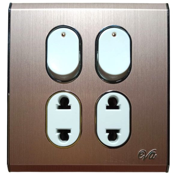 Eva Rose Gold 2-Switch + 2-Socket