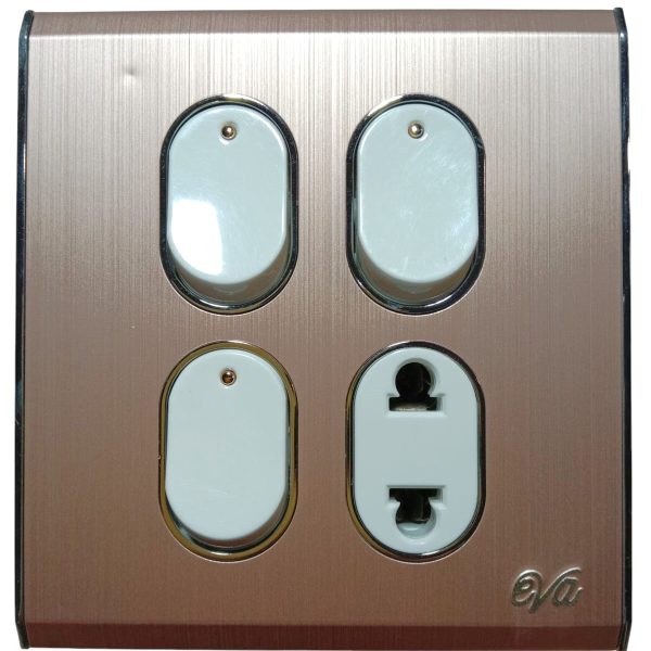 Eva Rose Gold 3-Switch + 1-Socket