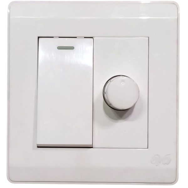 Eva White 1-Switch + 1-Dimmer