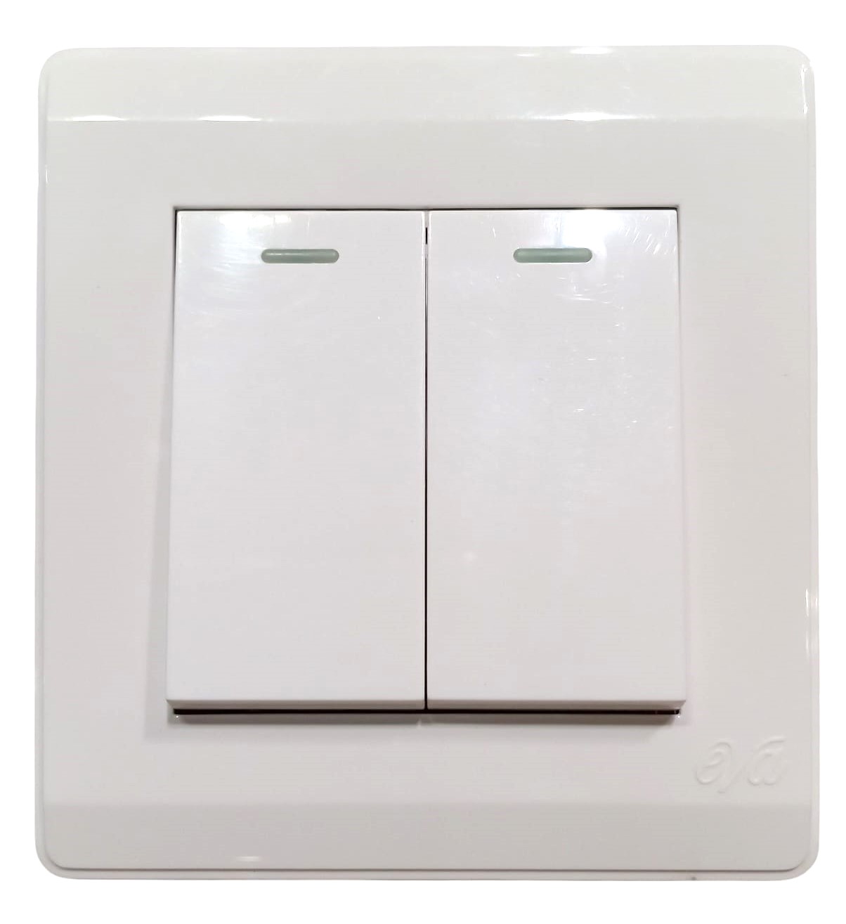 EVA-WHITE-2-GANG-FRONT-1 Eva White Two Gang Switch - Image 1