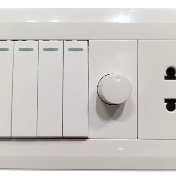 Eva White 4-Switch + 1-Socket + 1-Dimmer