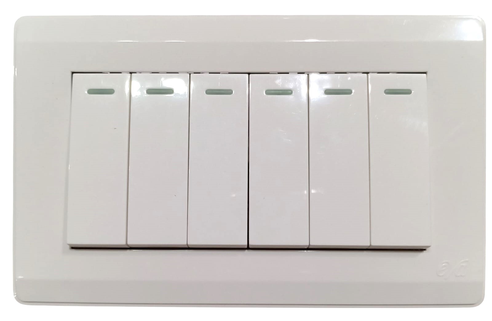 EVA-WHITE-6-GANG-FRONT Eva White Six Gang Switch - Image 1