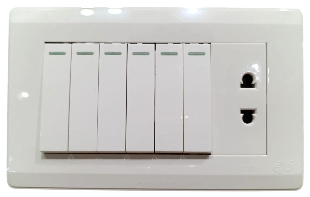 Eva White Eight 6-Switch + 1-Socket - Image 1