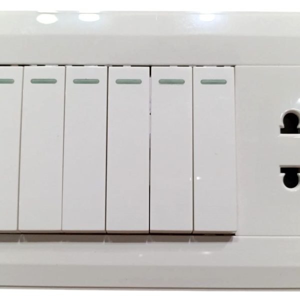 Eva White Eight 6-Switch + 1-Socket