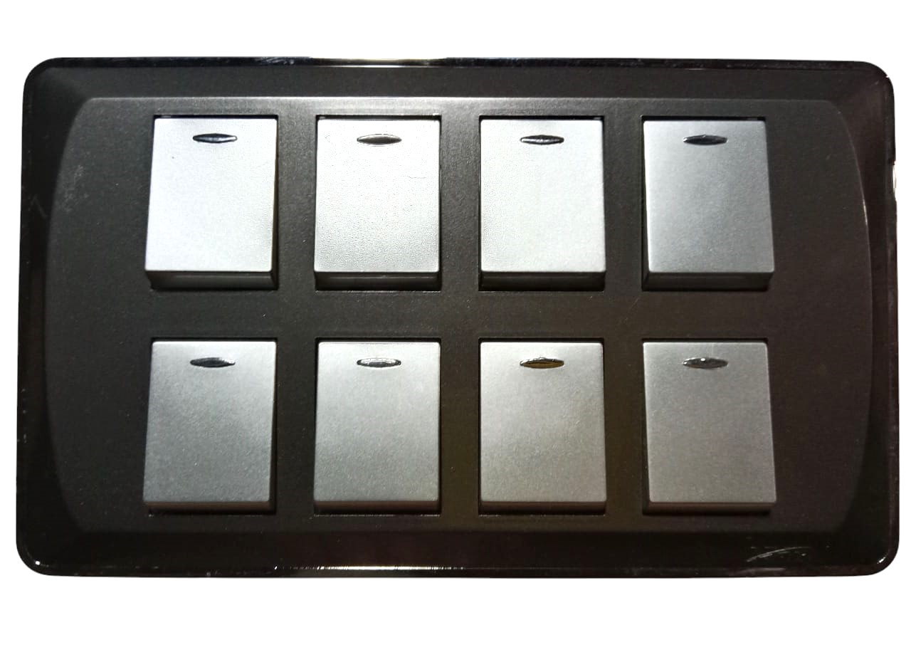 LEAR-BLESSO-MULT-8-GANG-FRONT Lear Blesso Multi Colour Eight Gang Switch - Image 1