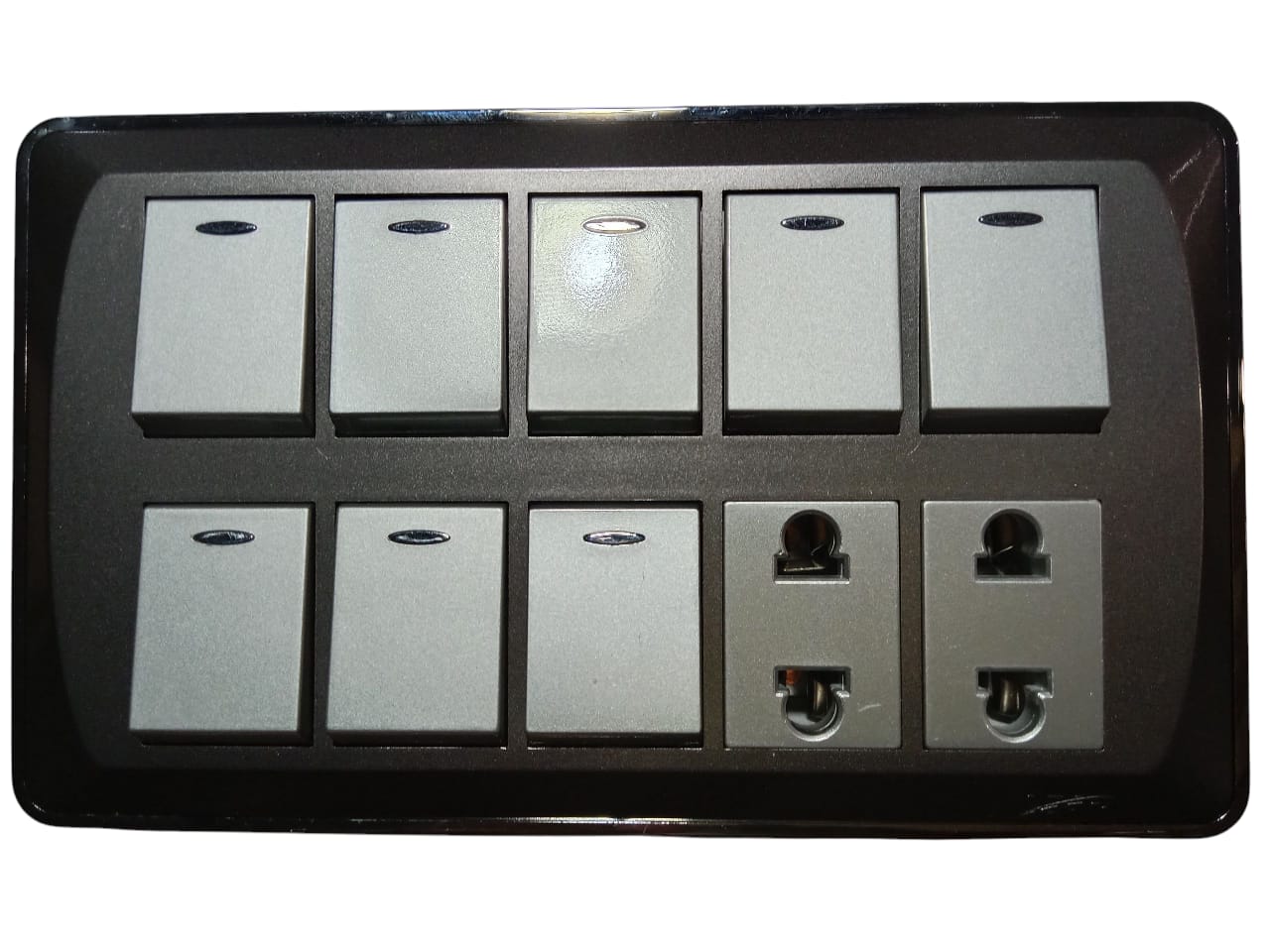 LEAR-BLESSO-MULT-82-FRONT Lear Blesso Multi Colour 8-Switch + 2-Socket - Image 1