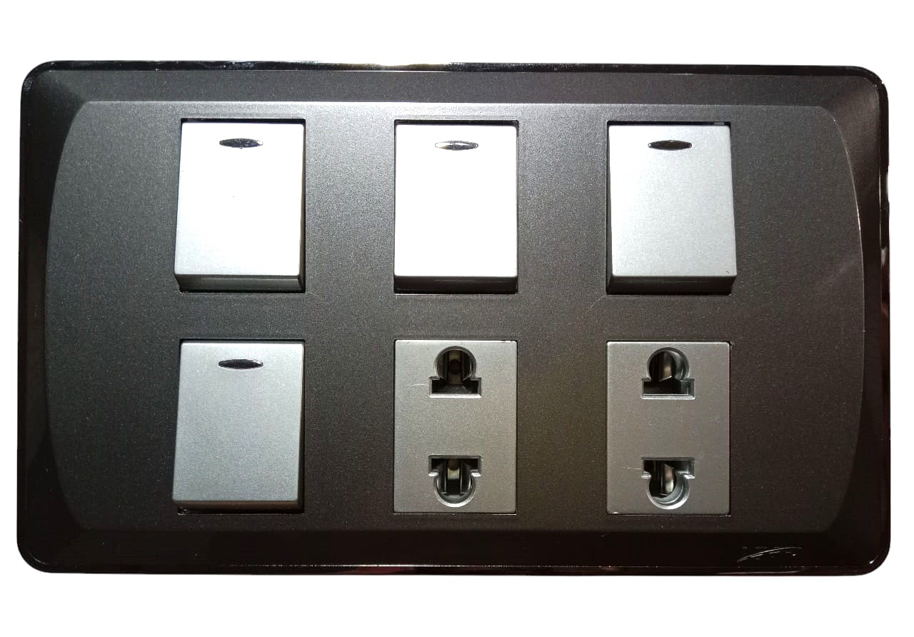 LEAR-BLESSO-MULTI-42-front Lear Blesso Multi Colour 4-Switch + 2-Socket - Image 1