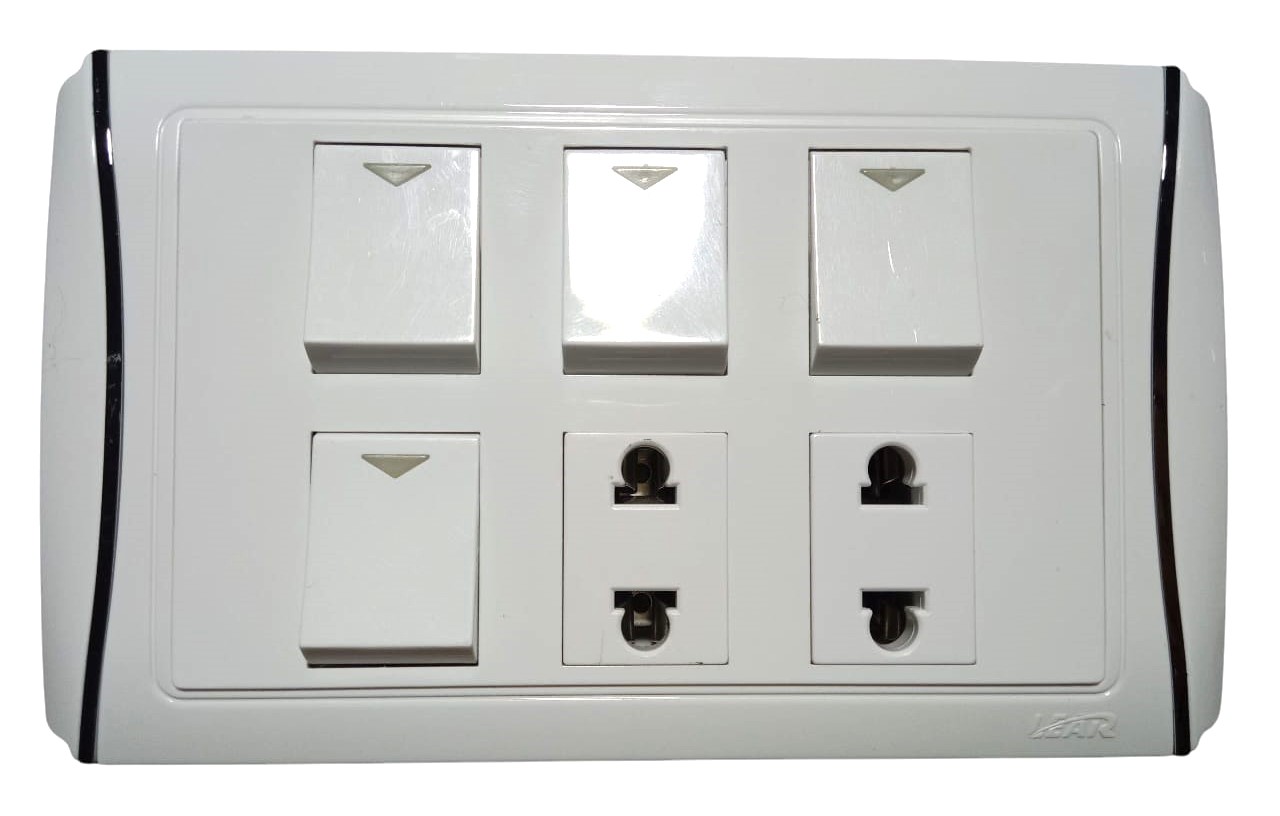 LEAR-WHITE-42-FRONT-1 Lear White 4-Switch + 2-Socket - Image 1